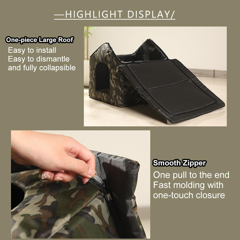 Outdoor Cat House, Stray Cat Dog House, Indoor and Outdoor Use, Wind and Rain Shield, Oxford Fabric, Waterproof and Moisture-Proof, Easy Installation, Long-Lasting Warmth S