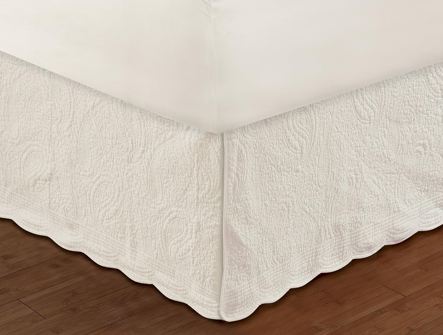 Greenland Home GL-1710GBKQ Paisley Quilted Bed Skirt, Ivory, Queen image number 5
