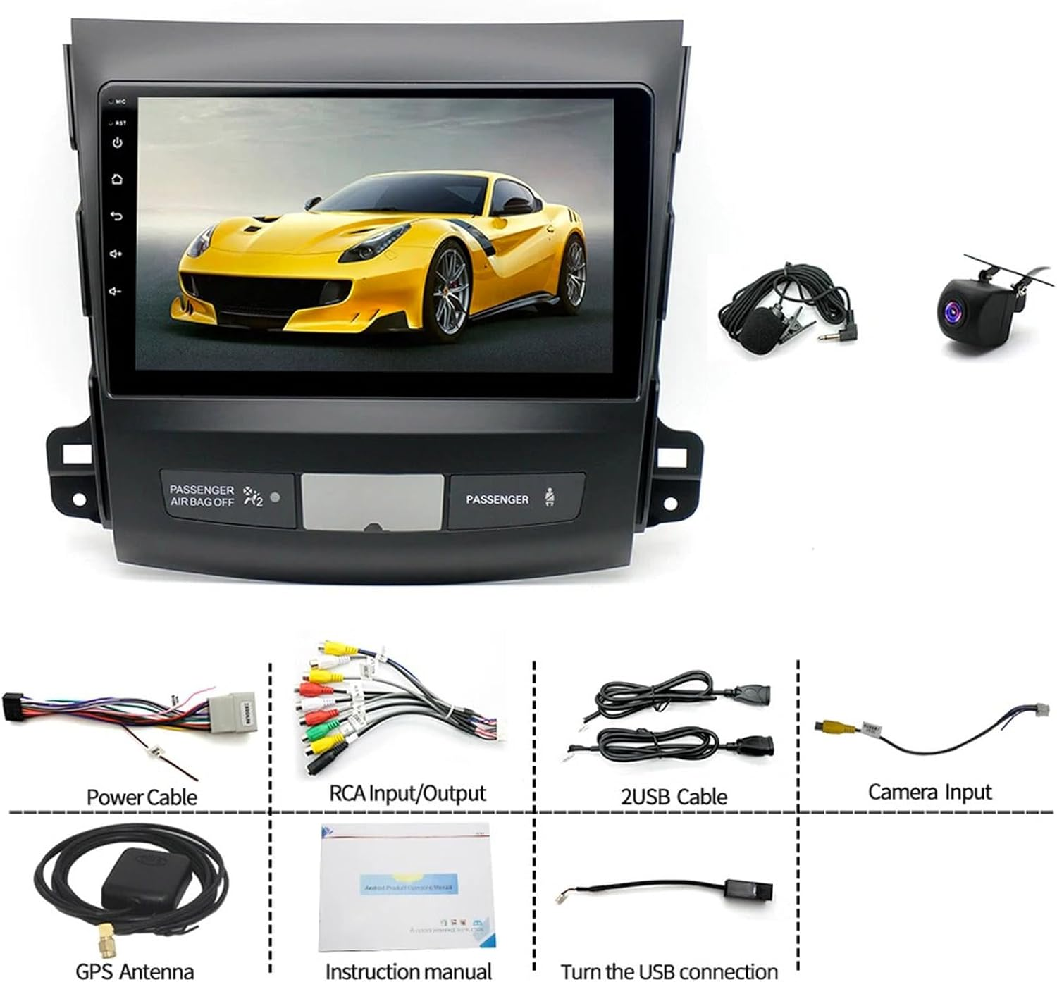 9'' Head Units Touchscreen GPS Carplay Suitable for Mitsubishi Outlander 2005-2011 image number 1