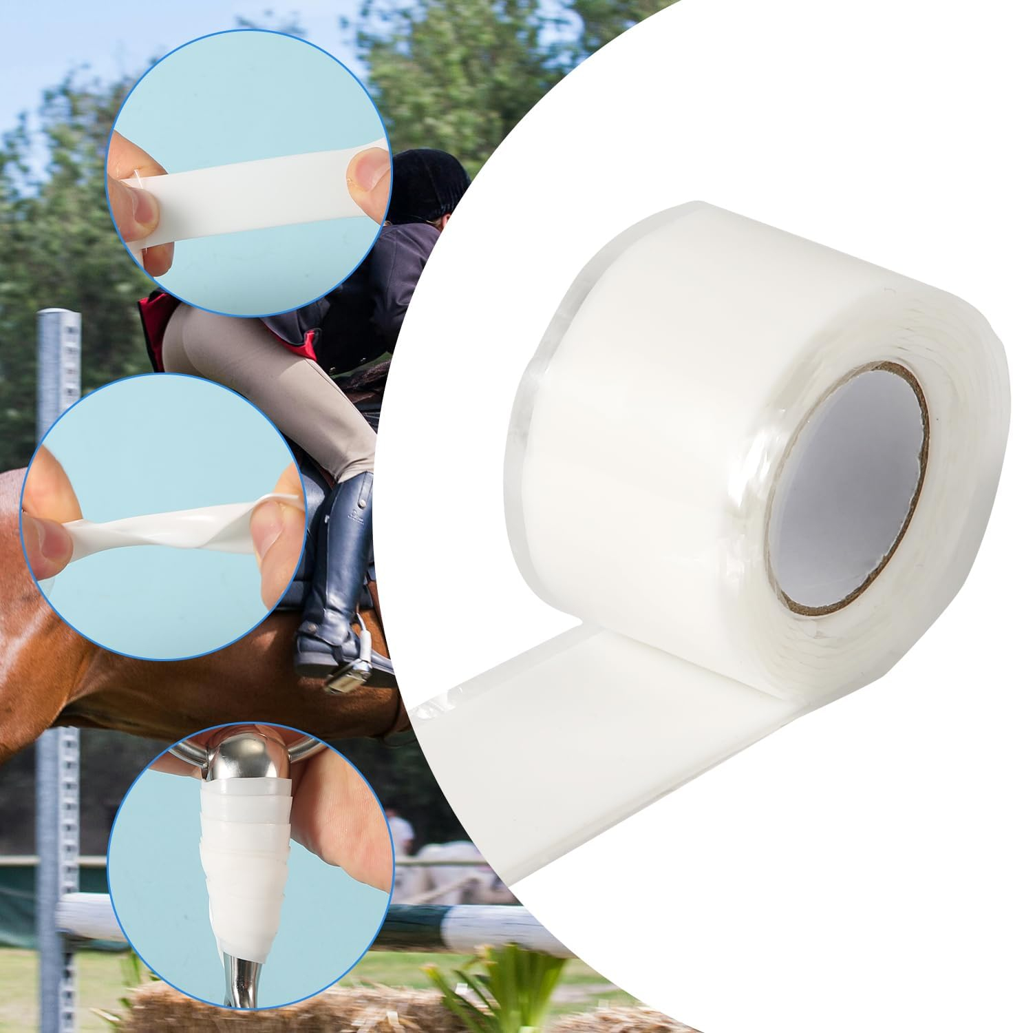 3 Rolls Horse Bit Wrap Tape, Elastic Horse Bit Guards Protector for Equines Equestrian, Silicone Horse Bit Accessories Protection for Horses Bit Care Supplies image number 3