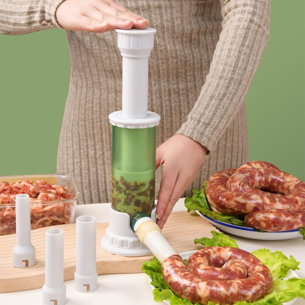 MTSDM Manual Sausage Stuffer, Kitchen Homemade Sausage Machine with 4 Stuffing Tubes, Vertical Sausage Maker Fast Meat Stuffer Sausage Filling Fast Salami Syringe for Household Commercial Use image number 4