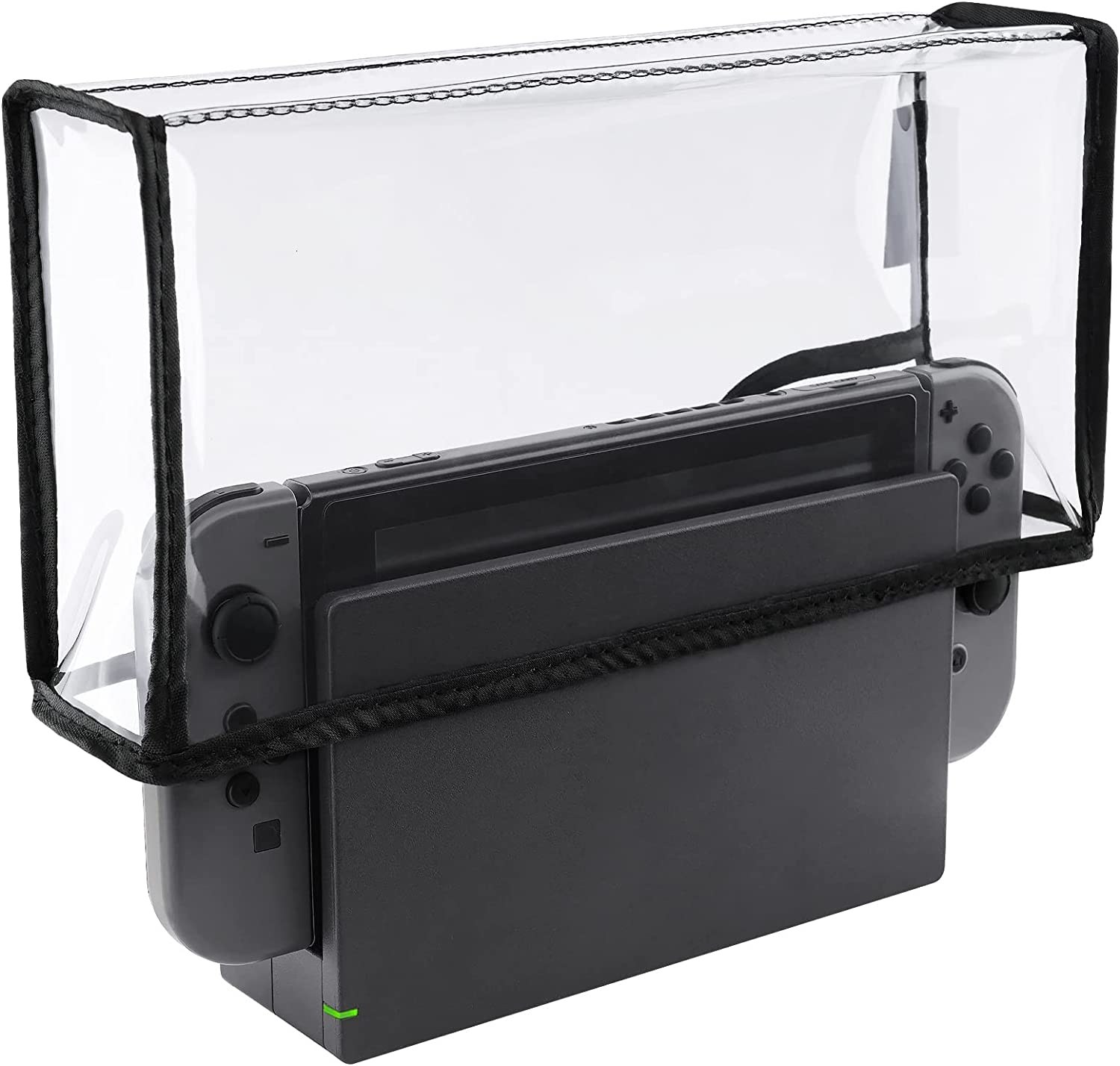 Playvital Nylon Dust Cover for Nintendo Switch, Dust Guard Dust Cover for Nintendo Switch OLED, anti Scratch Waterproof Cover Sleeve for Nintendo Switch & Switch OLED Dock - Black Light Gray Trim