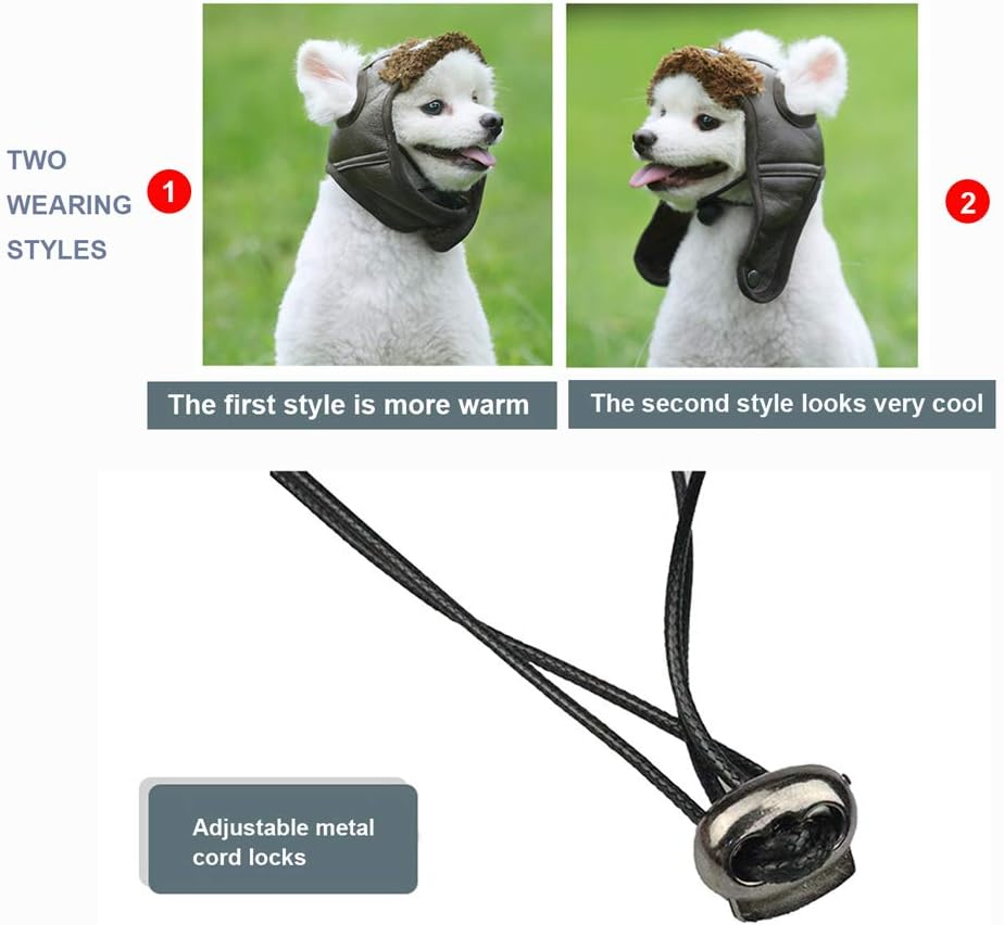 Leson Dog Aviator Hat, Dog Winter Pilot Hat with Ear Flaps for Cold Weather (M, Coffee) image number 5