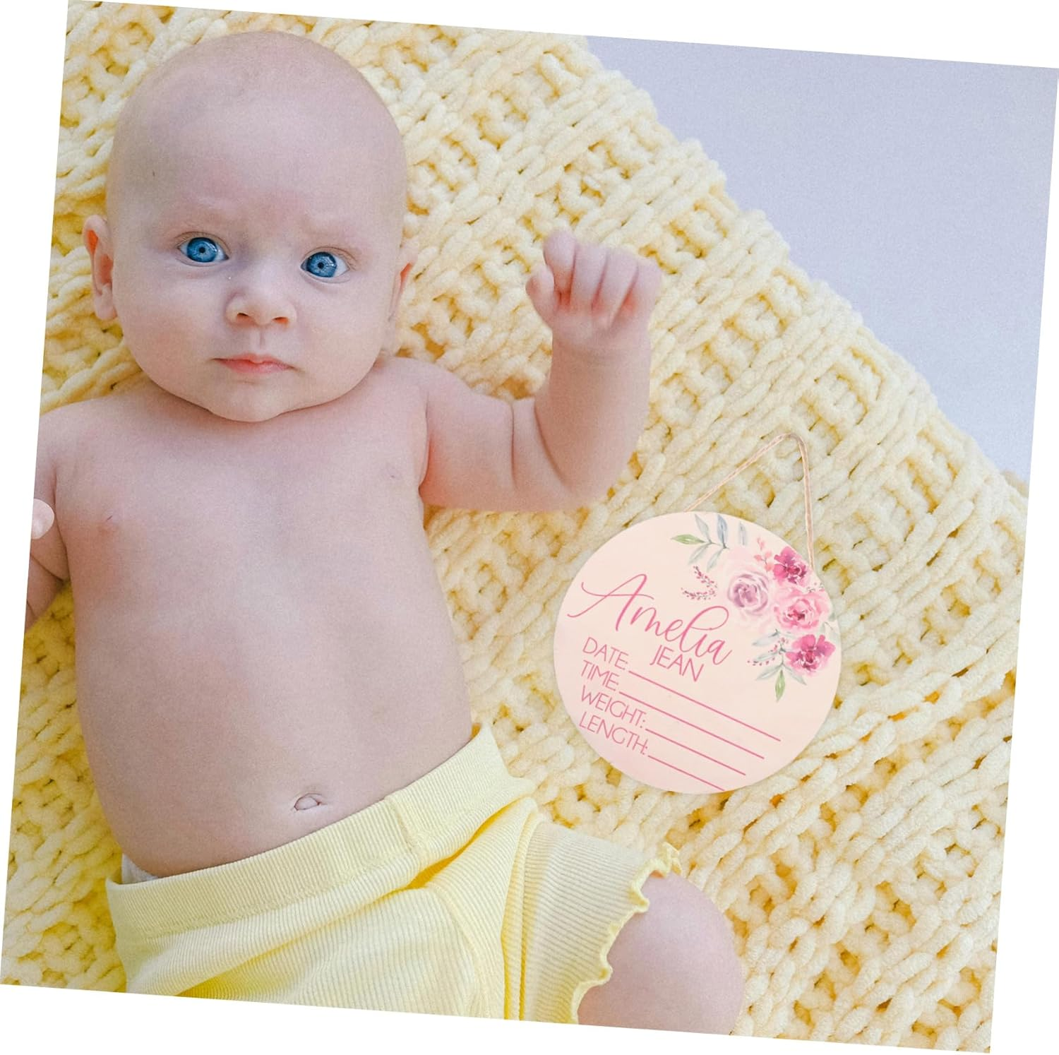 2Pcs Wooden Name Announcement Sign Newborn Birth Name Sign for Nursery Decor for Boy Born