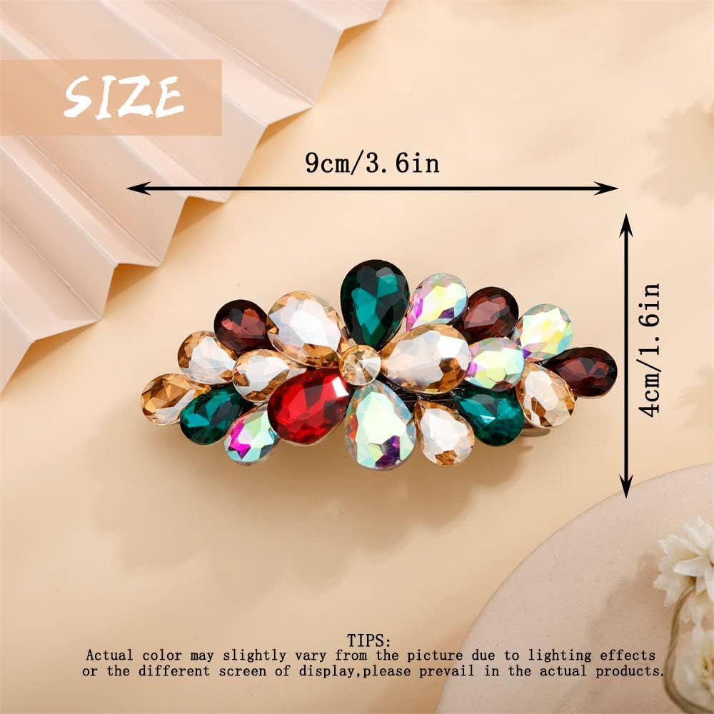 Aimimier Flower Crystal Hair Clip Shiny Rhinestone Barrettes Alligator Snap Hair Clips Floral Hair Clasp Bridal Hair Accessories for Women Girls (Colorful) - Purple image number 4