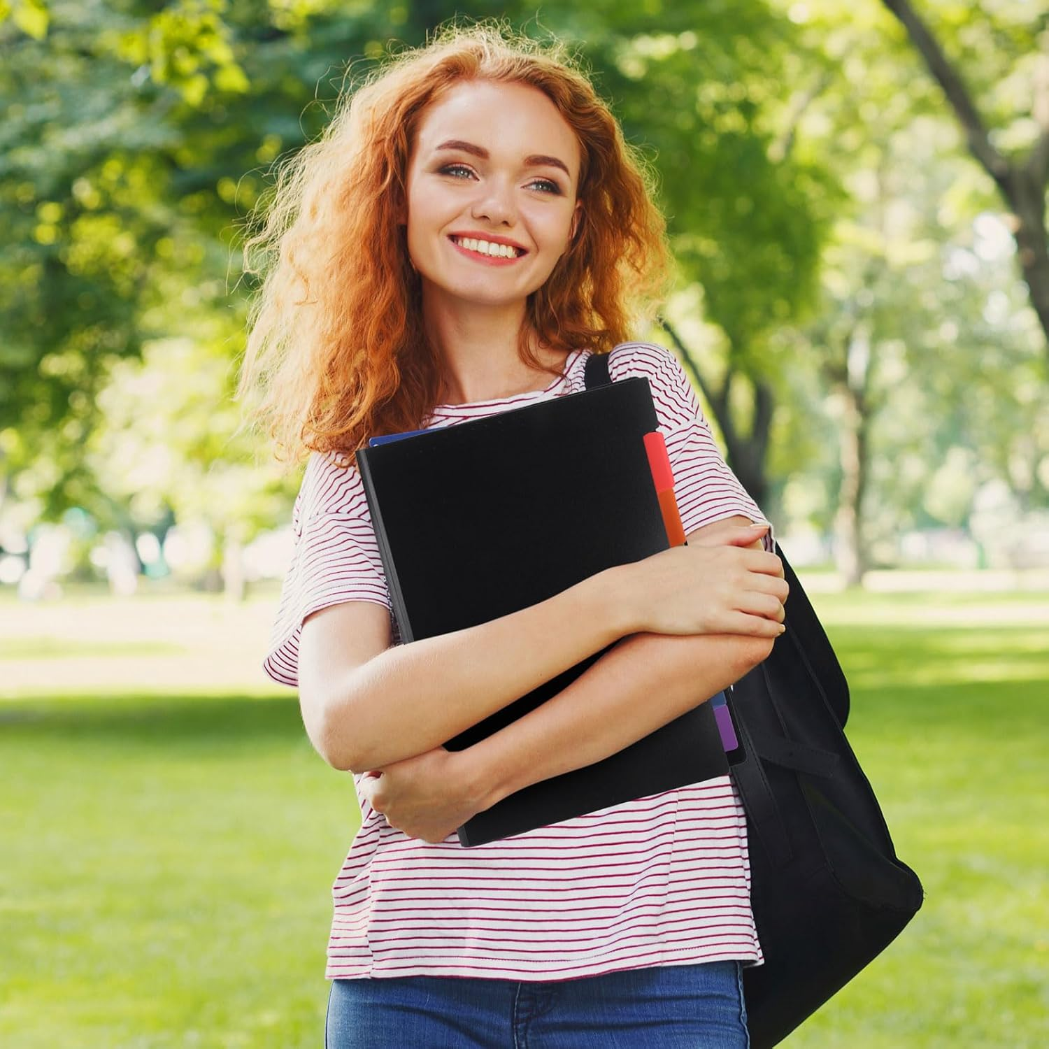 BTYMS 7-Pocket Expanding File Folder with Rainbow Interior 32.5X24Cm Document Folder&ndash; Letter Size Accordion File Organizer, Durable Document Organizer for School, Office, Home Supplies (Black) image number 2