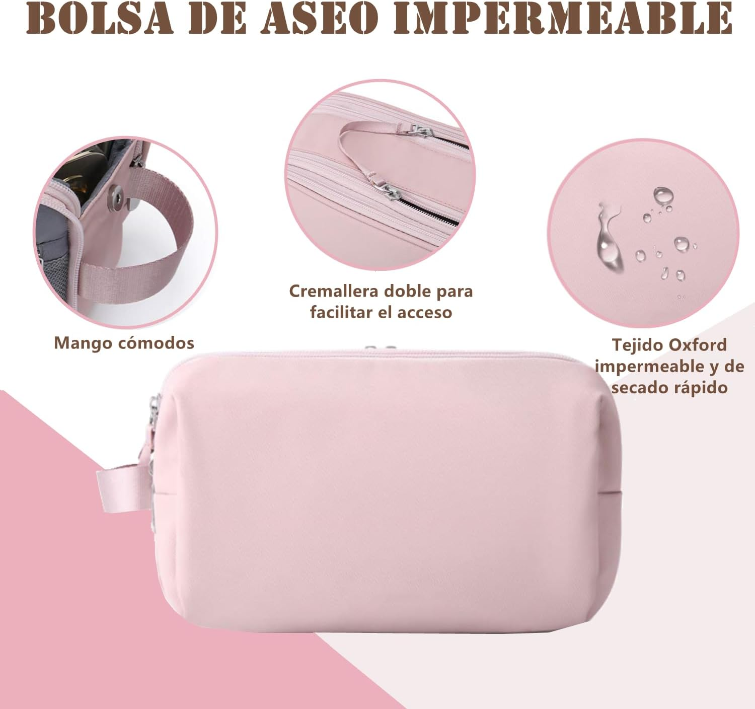 Travel Cosmetic Bag, Makeup Bag with Waterproof Zipper, Portable Makeup Brush Organizer for Women, Small Multifunctional Cosmetic Bag image number 1