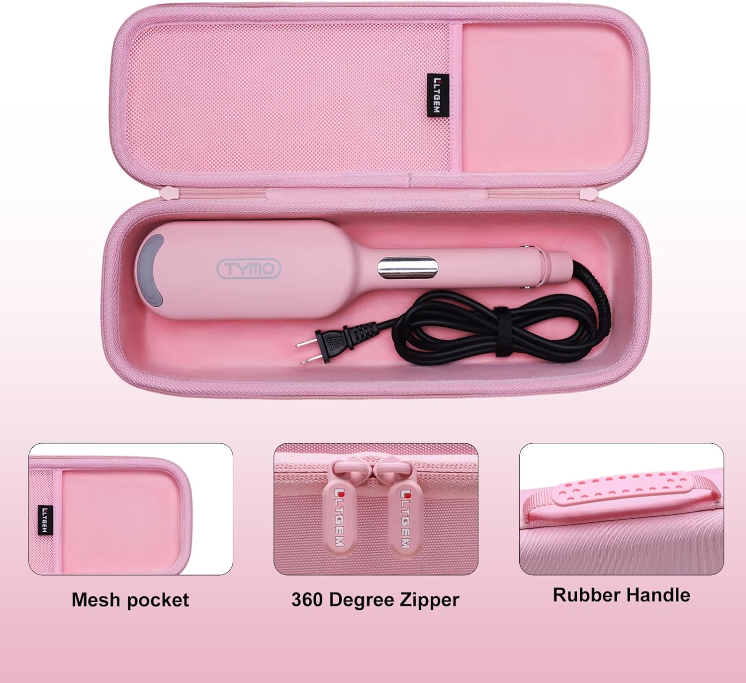 LTGEM Case Compatible with TYMO ROVY Beach Waves Curling Wand, Case Only (Pink) image number 3