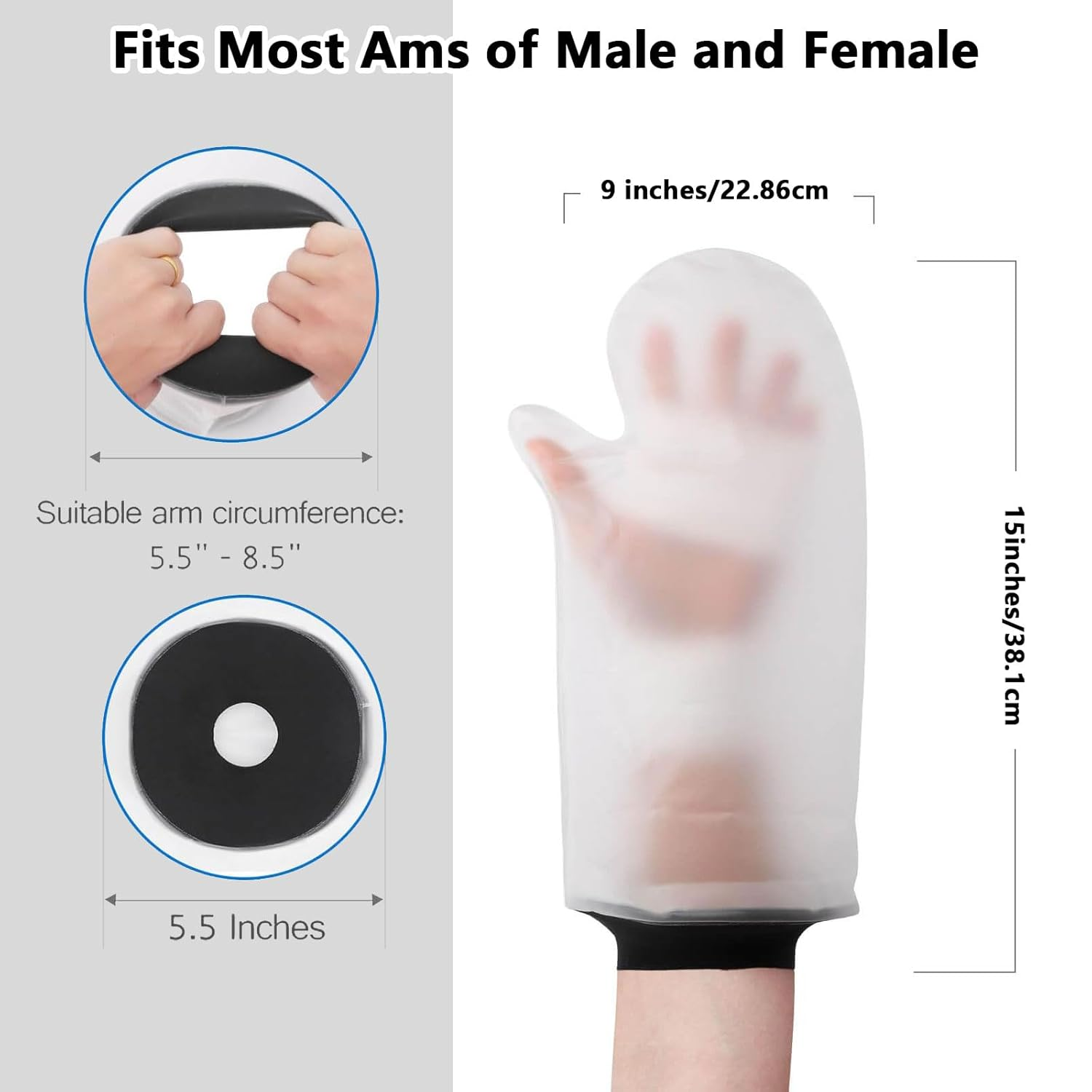 Waterproof Cast Cover Arm Adult Reusable Protector for Shower, Bath and Swimming, Durable PVC Surgical Rubber Material, Compatible with Hand, Wrist, Thumb, Fingers and Palm &ndash; CRFY image number 3