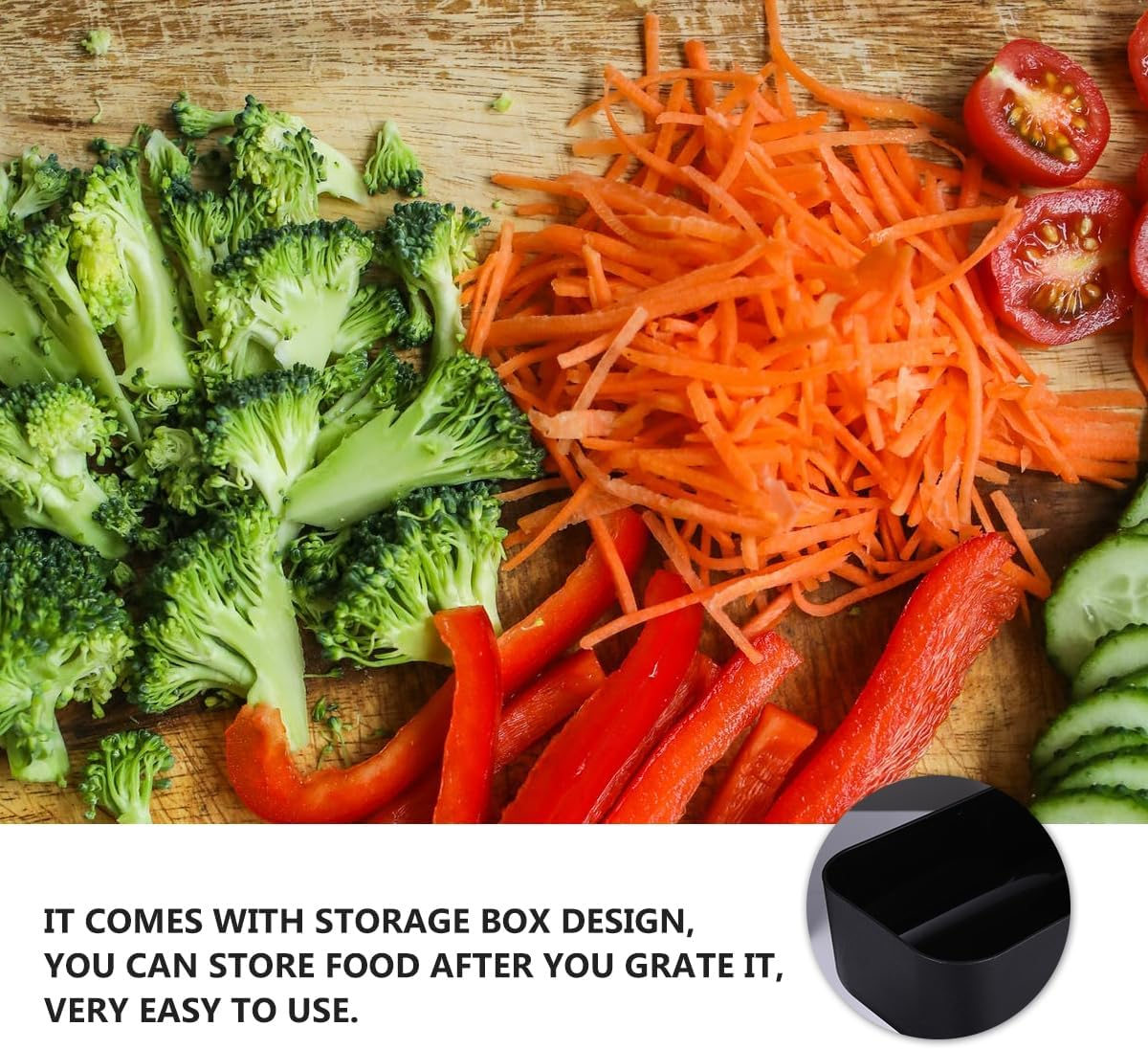 Bestonzon Stainless Steel Cheese Grater Cheese Grater Box Grater Zester Stainless Steel with Detachable Storage Container Vegetables Ginger Potatoes Multipurpose Vegetable Slicer