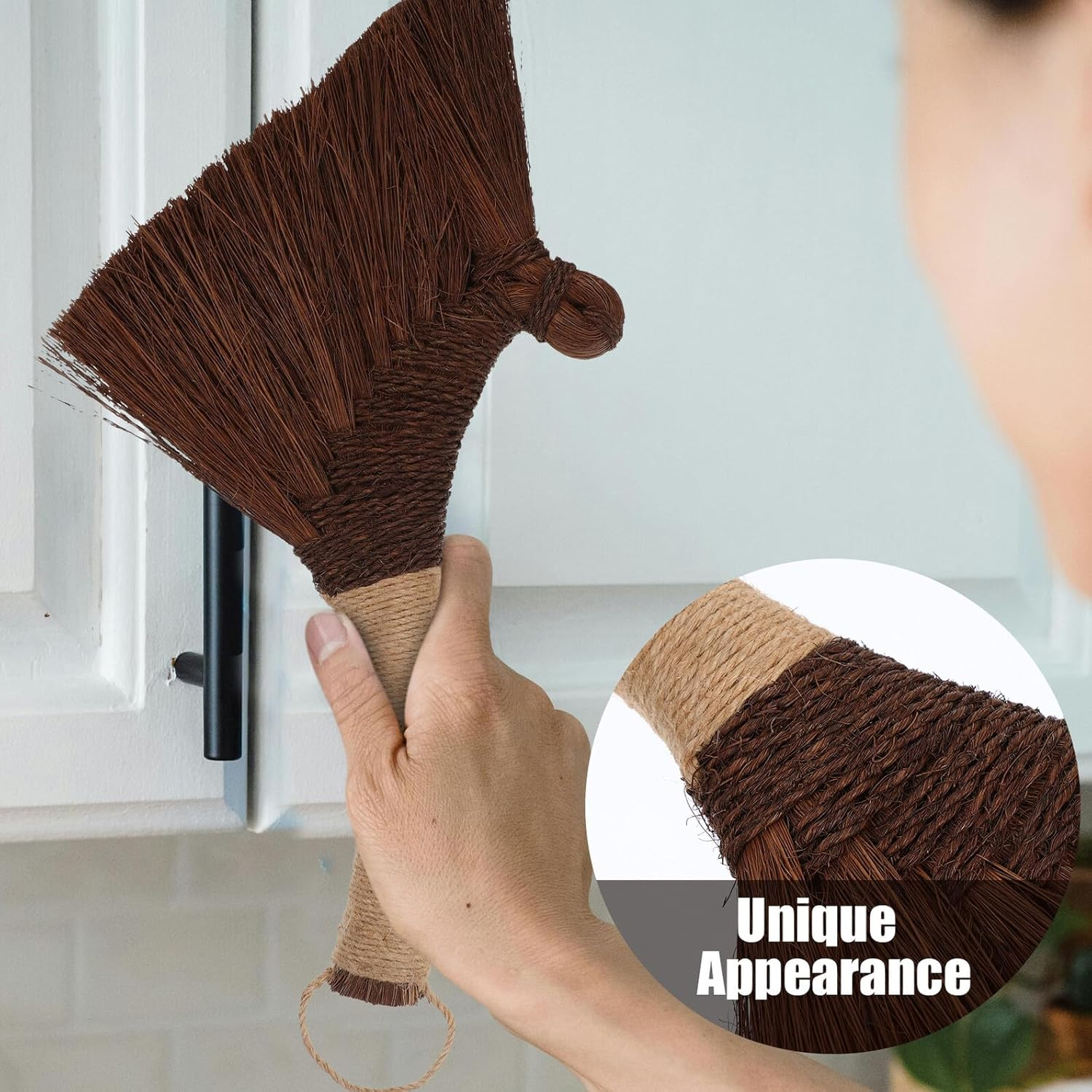 BESPORTBLE Vietnamese Natural Whisk Hand Broom Soft Straw Sweeping Broom Compact Short Handle Desk Mini Dust Mop for Household Kitchen Cleaning image number 1