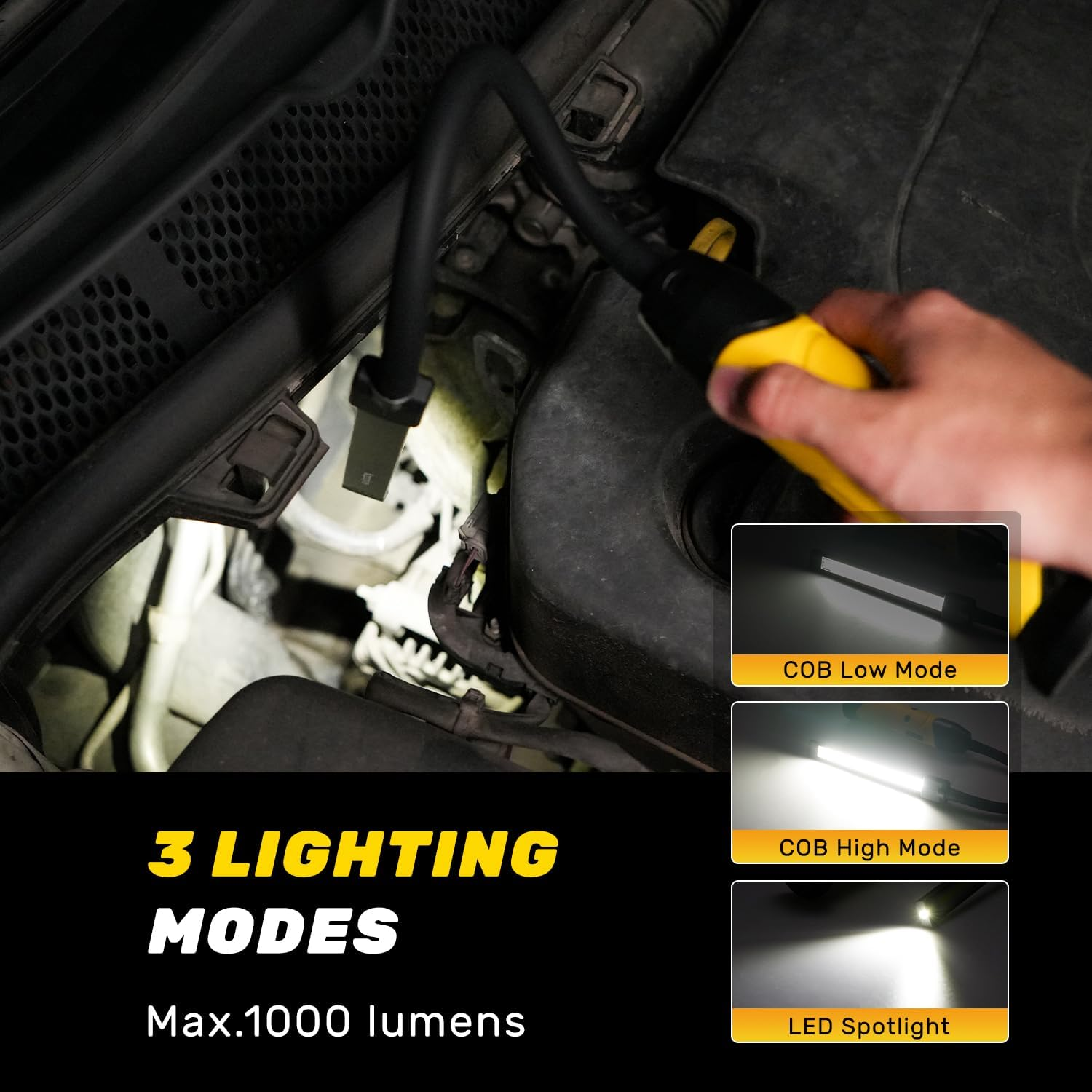 Napatyre LED Work Light Torch, 1000 Lumens, 3 Modes, Super Bright LED Workshop Lamp with Magnetic Base and Gooseneck, COB Inspection Lamp for Car Repair, Workshop, Garage image number 2