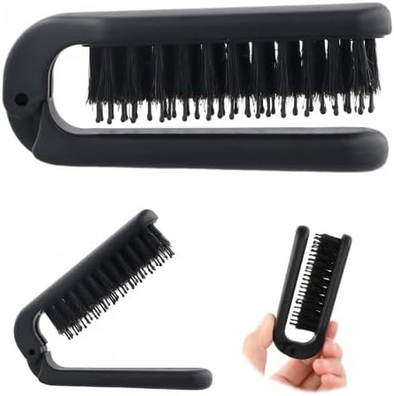 Sleek Bun Boar Bristle Brush, Mini Hair Brush, Foldable Boar Bristle Brush, Curl Brush, Portable Comb, Hair Brush Wild Boar Bristles for Travel and Travel image number 2