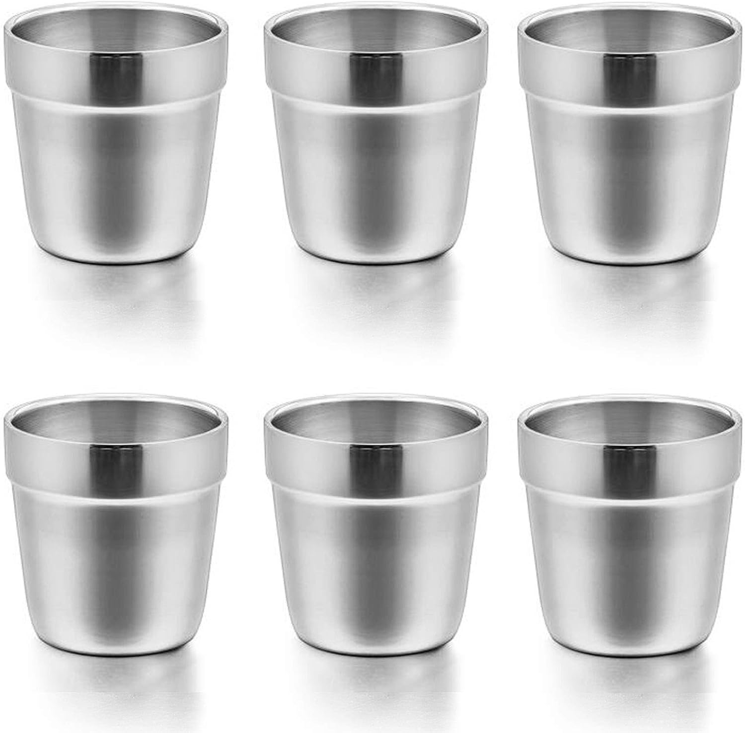 Cups for Toddlers Kids, E-Far 6 Ounce Stainless Steel Insulated Tumblers for Children Preschoolers, Training & Transition, Double Wall & Shatterproof, Mirror Polished & Dishwasher Safe - 6 Pack image number 2