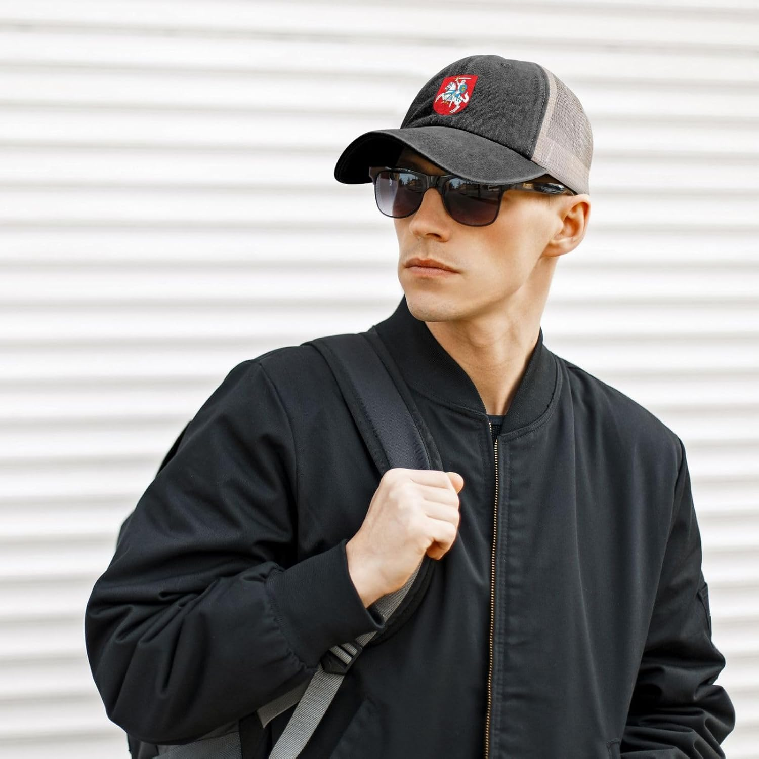 National Emblem of Lithuania Cowboy Mesh Baseball Cap for Lithuanian Man Woman Outdoor Adjustable Denim Hat image number 2