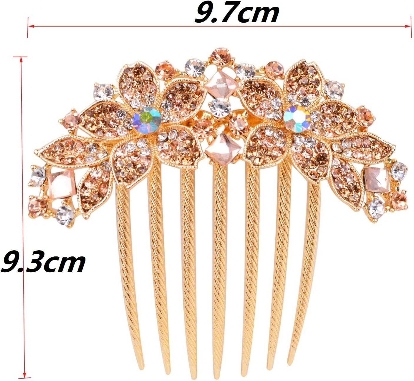Women'S Hair Comb with Inlaid Flowers and Rhinestones, Bridal Hair Accessories, Hair Side Comb for Girls, Gift (Sparkling) image number 2