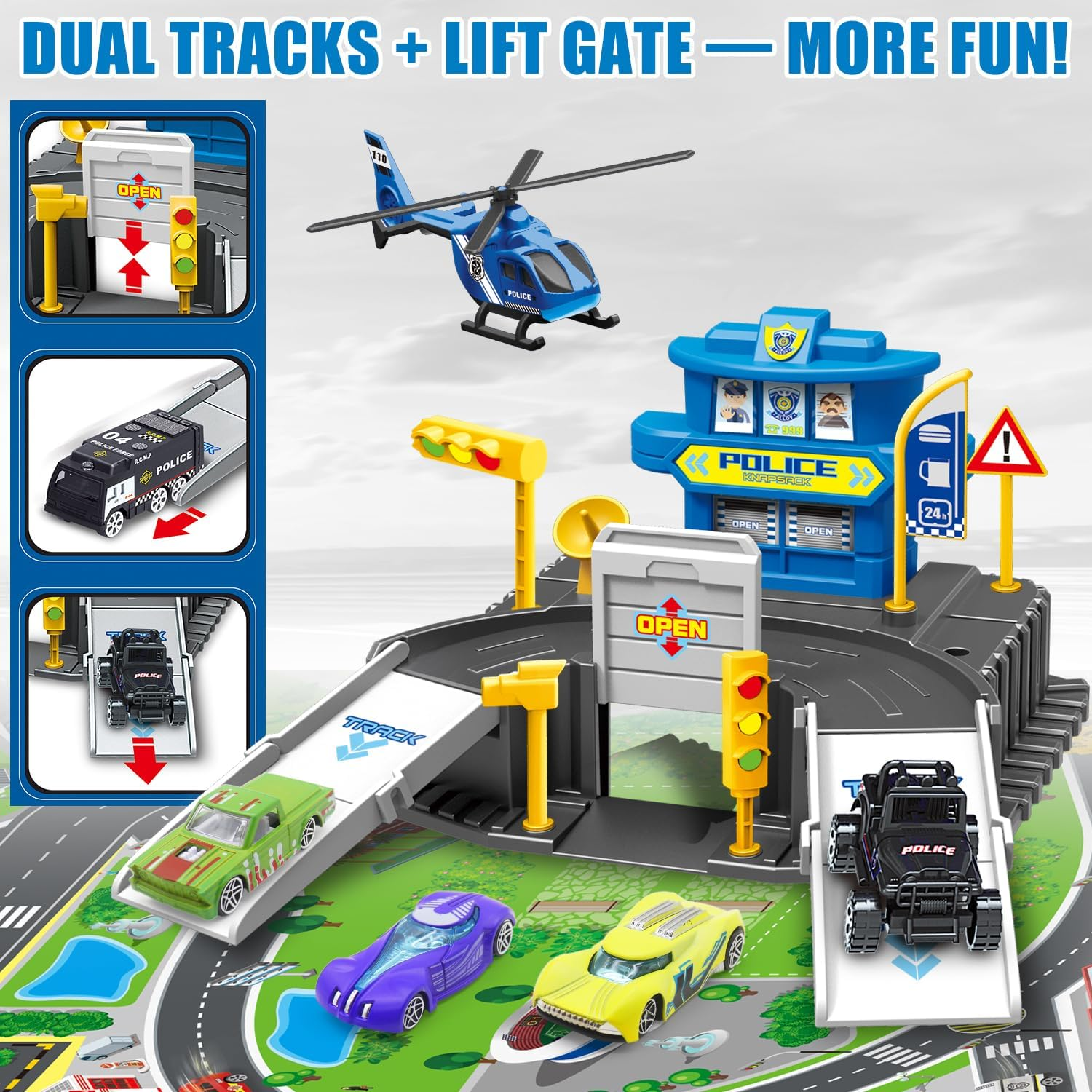 Fistone Parking & Car Wash Toy Playset, with Cars Color Changers Car Wash Toys for Kids image number 5