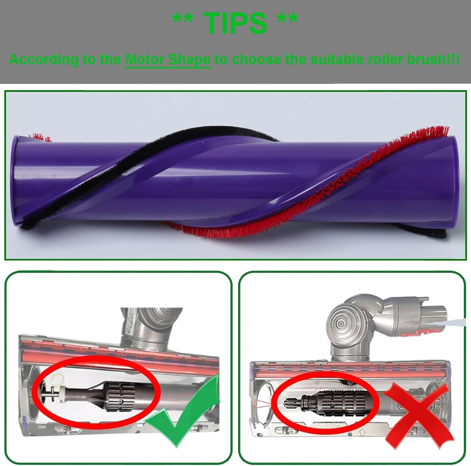 HUAYUWA Replacement Brushroll Carpet Brush Cleaning Roller Sweeper Bar (4 Holes Interior, D=50Mm) Fits for Dyson V10 Motor Head Vacuum Cleaner Rolling Brush Bar Spare Parts image number 3