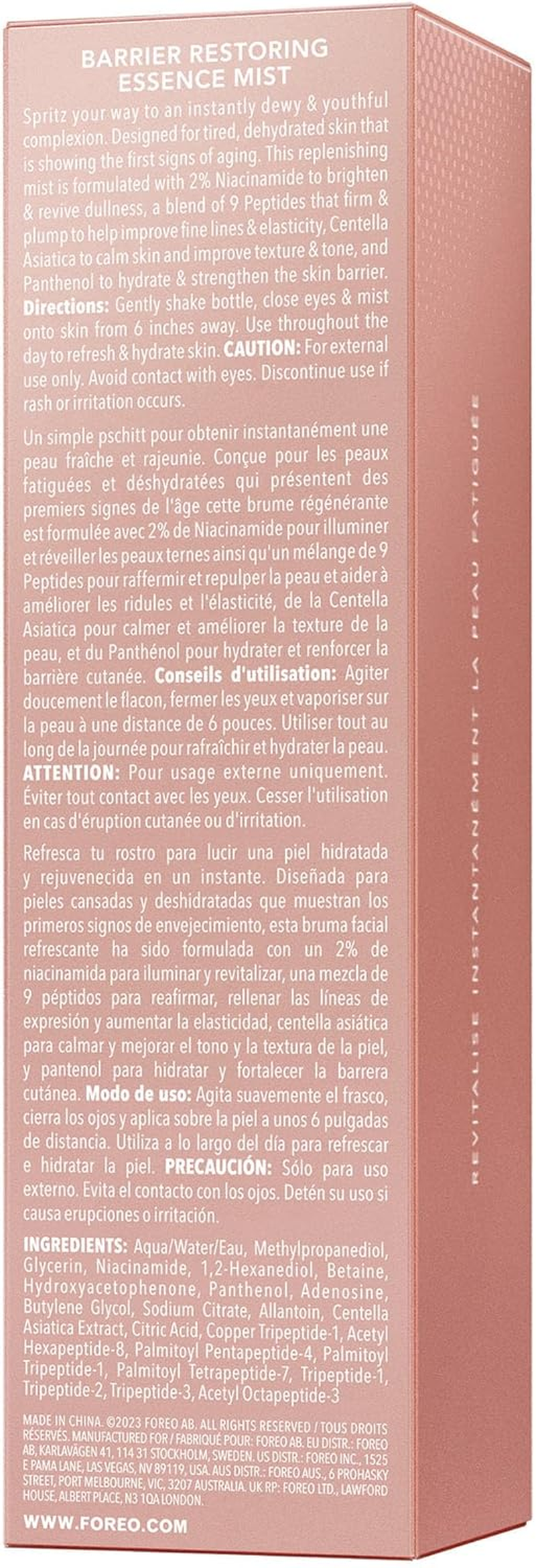 FOREO SUPERCHARGED Barrier Restoring Essence Mist, 110Ml - Collagen Boosting Spray Moisturiser - Collagen Peptides, Niacinamide, Centella Asiatica, Panthenol - Face Mist for All Skin Types