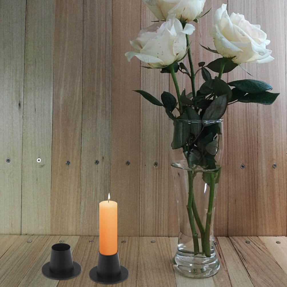 Homoyoyo 4Pcs Vintage Metal Candle Holders Retro Taper Candlestick Holders for Weddings Parties and Home Elegant Finish for Warm Atmosphere image number 3