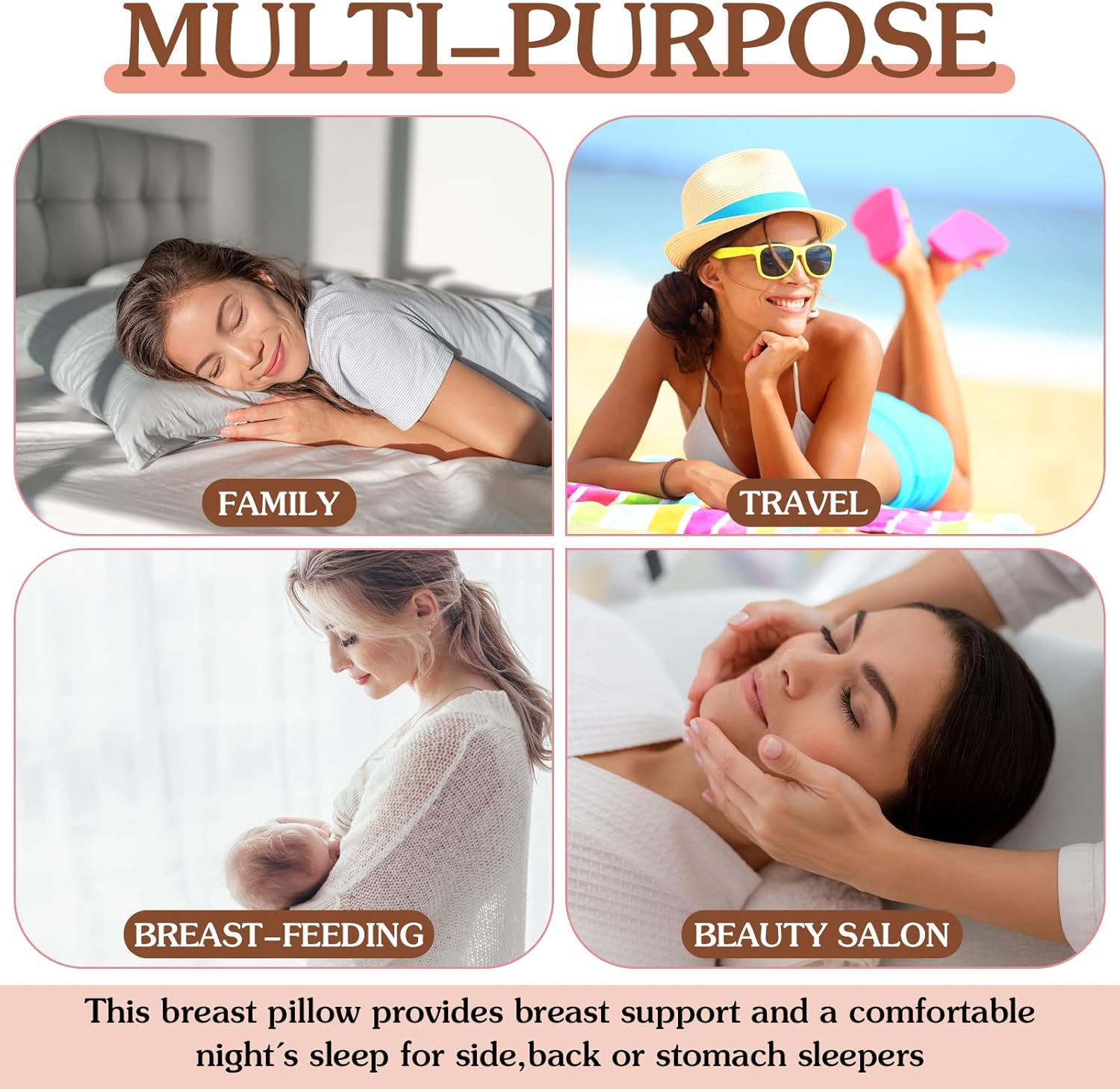 Wesiti Breast Pillow Salon Feminine Bolster Breast Pillow for Massage Table Massage Rest Pillow for Spa Salon Soft Removable Cover 15.7 X 11 in (Gray)