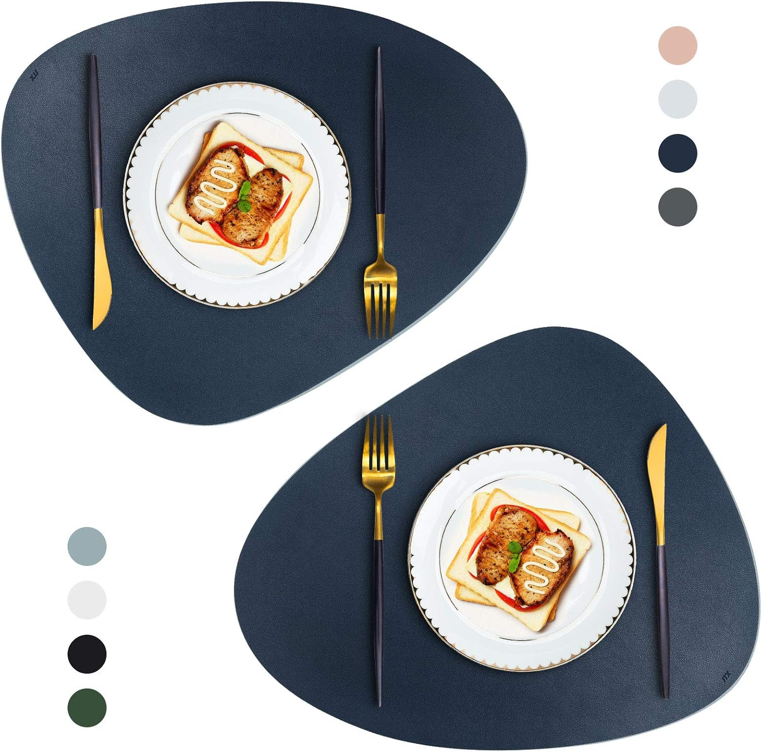 JTX Placemats Set of 4 Coasters and 4 Faux Leather Placemats for Dinning Table Stain and Heat Resistant Non-Slip Elegant Table Mats for Parties BBQ Holidays Everyday (Black)