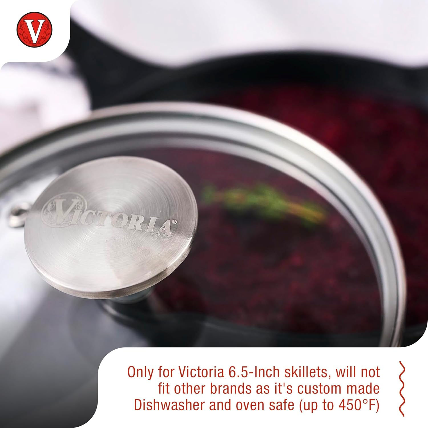 Victoria round 6.5-Inch Glass Lid for Cast Iron Skillet or Pan, Custom Made for Only Victoria Brand, Diameter 6-Inch image number 4
