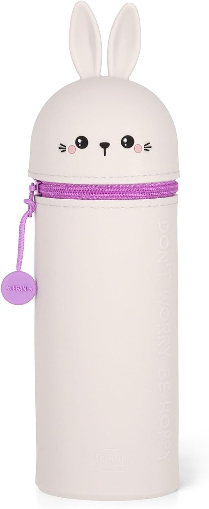 Legami - 2-In-1 Soft Silicone Case - Kawaii Table Pen Holder, Zipper, Silicone, Pen Bag, Colouring Pencils Marker, H 18.5 Cm, Panda, Kawaii