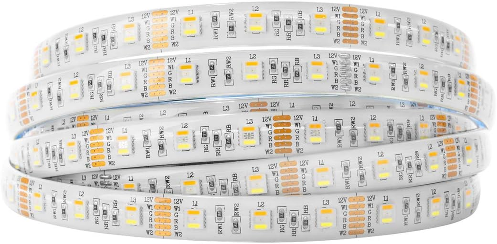 Btf-Lighting RGBCCT 5050 Rgbww(Rgb+Cool White+Warm White) 5 Colors in 1 LED Strip 5M 16.4Ft 60Leds/M Multi-Colored IP65 Silicone Coating Waterproof DC12V for Bedroom Kitchen Home Decoration image number 5