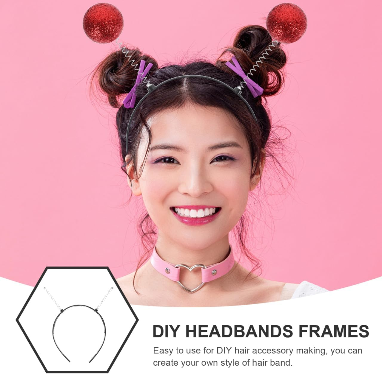 Baluue 6Pcs Black Plastic Headbands with Teeth, Diy Hair Accessories for Women, Spring Hairbands for Secure and Comfortable Fit, Ideal for Home Decor and Craft Projects