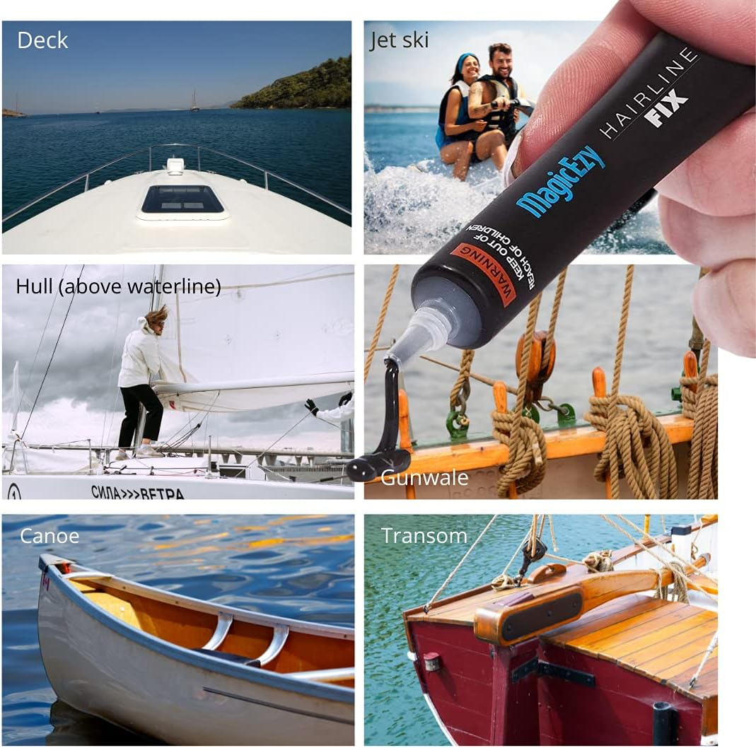 Magicezy Hairline Fix - (Oyster White) - Gelcoat Repair Kit - Fix Cracks and Scratches like a Pro - Fibreglass Boat Repair Kit - Boats, Jet Skis - Cream image number 6