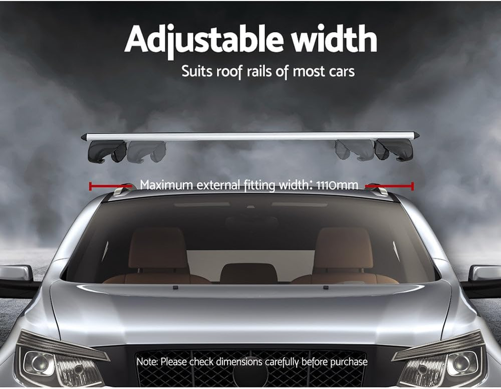 Giantz Car Roof Rack, 111Cm Length Universal Racks Pod Box Storage Basket Container Cross Bars Cars Accessories Transporting Storages, Adjustable Lockable Clamps 90Kg Aluminium Sliver image number 2