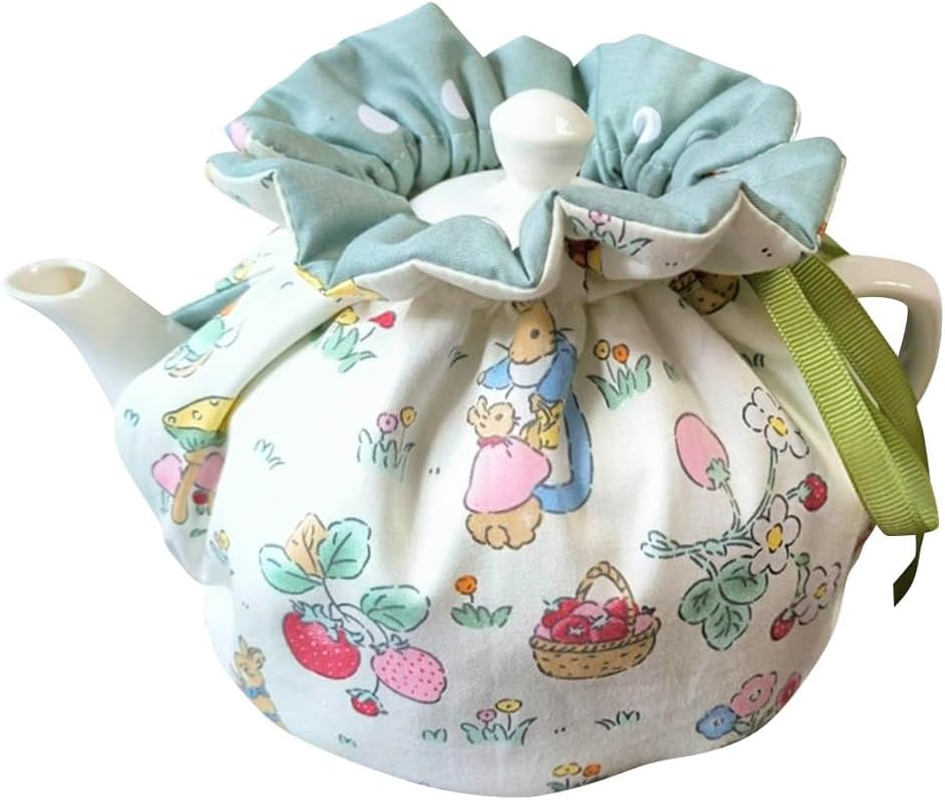 Tea Pot Cozies, Cotton Vintage Floral Teapot Dust Cover Tea Cosy, Kitchen Home Decorative Tea Pots Cozy with Insulation Pad for Housewife, Friend, Mom (Color #22)