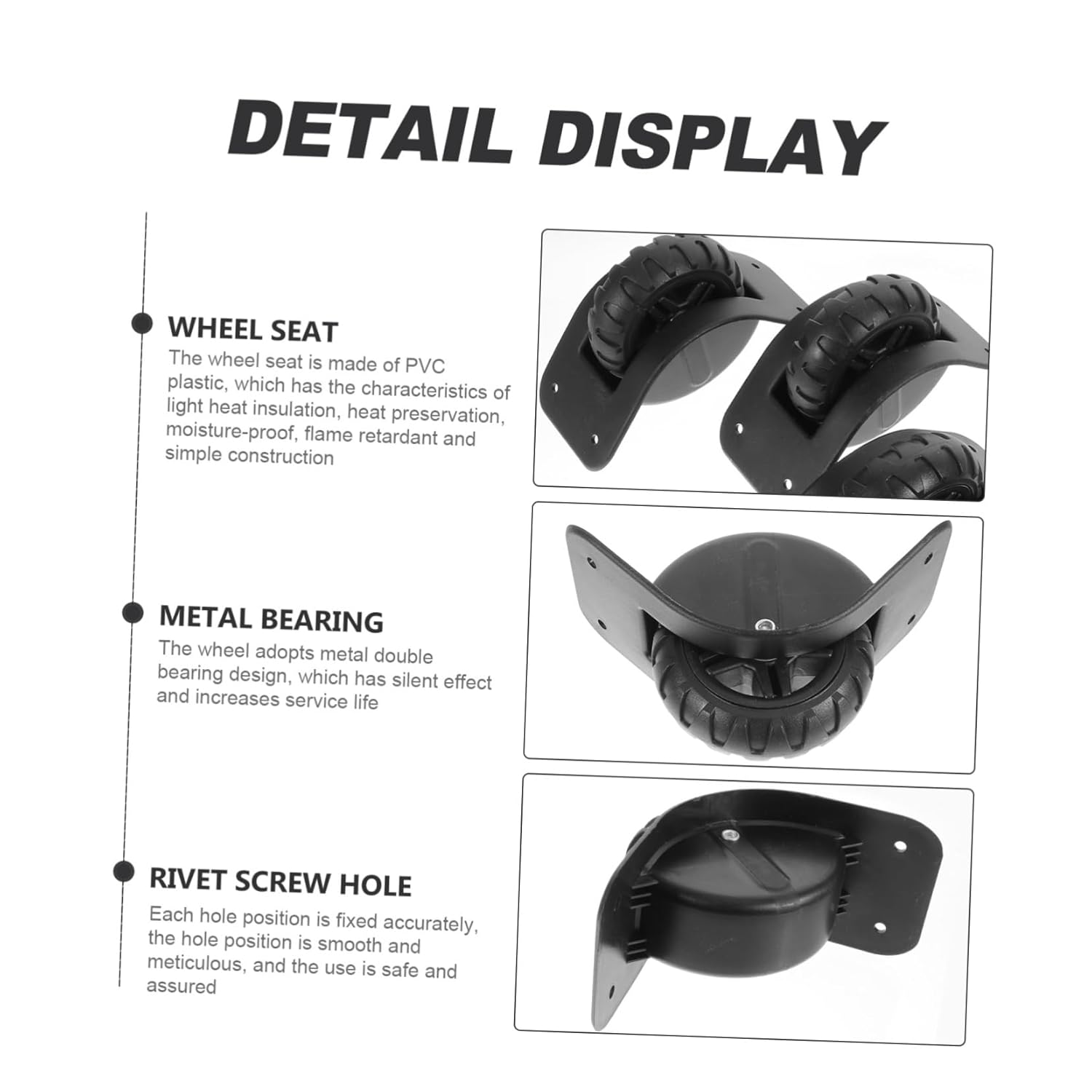 FELTECHELECTR 2 Pairs Black Luggage Repair Wheels Suitcase Spinner Replacement Accessories Suitable for Travel Bags Sturdy Directional Tank Wheels image number 5