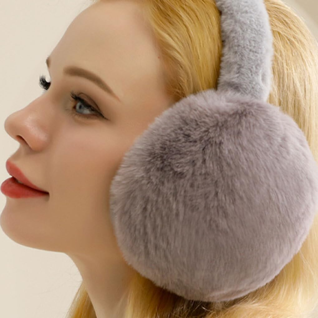 Sheepskin Fur Earmuffs for Ladies Adjustable Elastic Ear Muffs Winter Presents Foldable Plush Earmuff Adult Elastic Ear image number 1