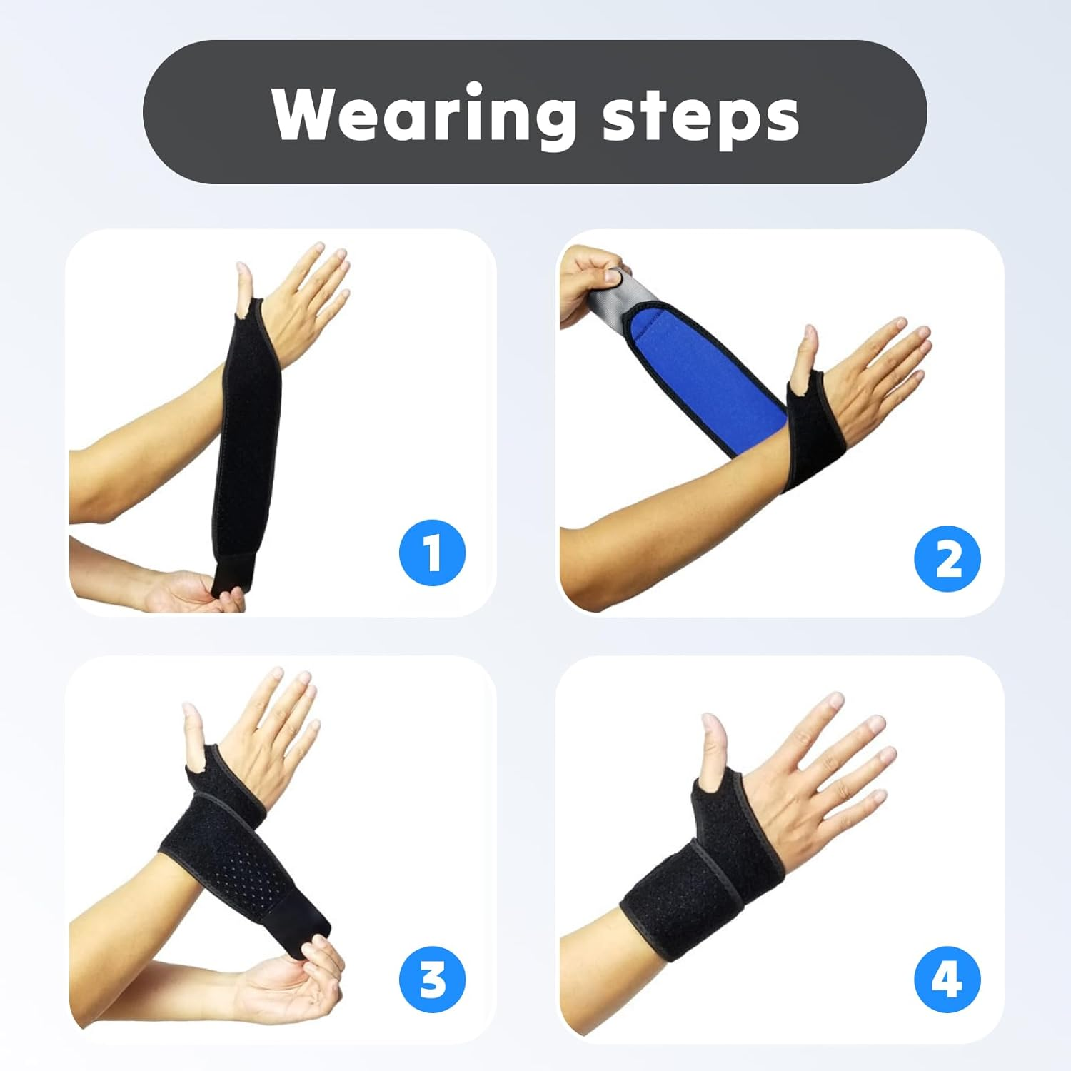 2 Pcs Premium Wrist Braces Adjustable Compression Support for Tendonitis, Carpal Tunnel Gym Workouts. Breathable Neoprene Stabilizers for Pain Relief Fits Men Women Black image number 6