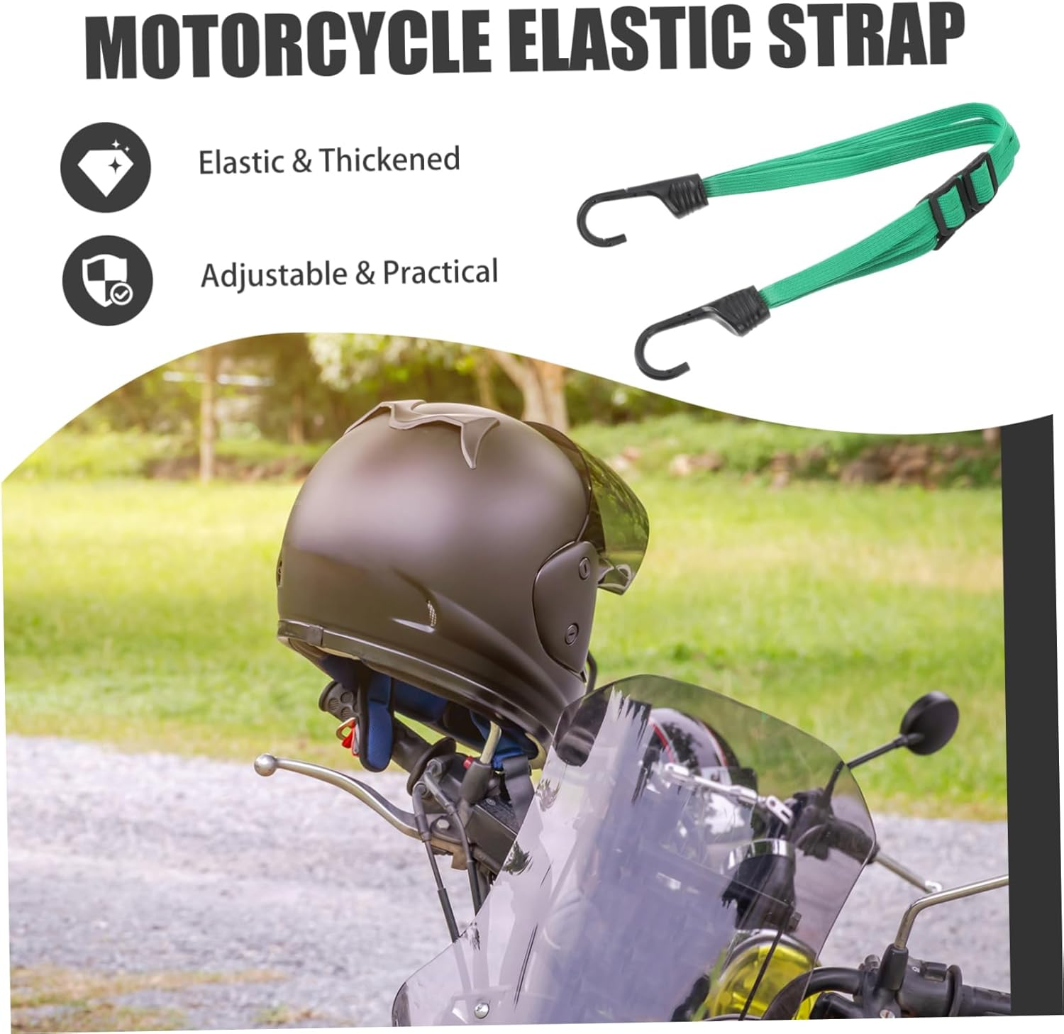 TOPPERFUN Helmet Mesh Pocket Elastic Rope for Motorcycle Helmet Includes Luggage Binding Strap and Luggage Strap for Motorcycles and Cycling Accessories image number 5