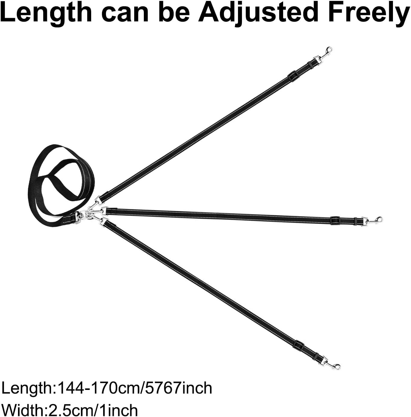 Esenlong 3 Way Dog Leash, Reflective Dog Lead with Padded Handle, Removable Dog Leash image number 3