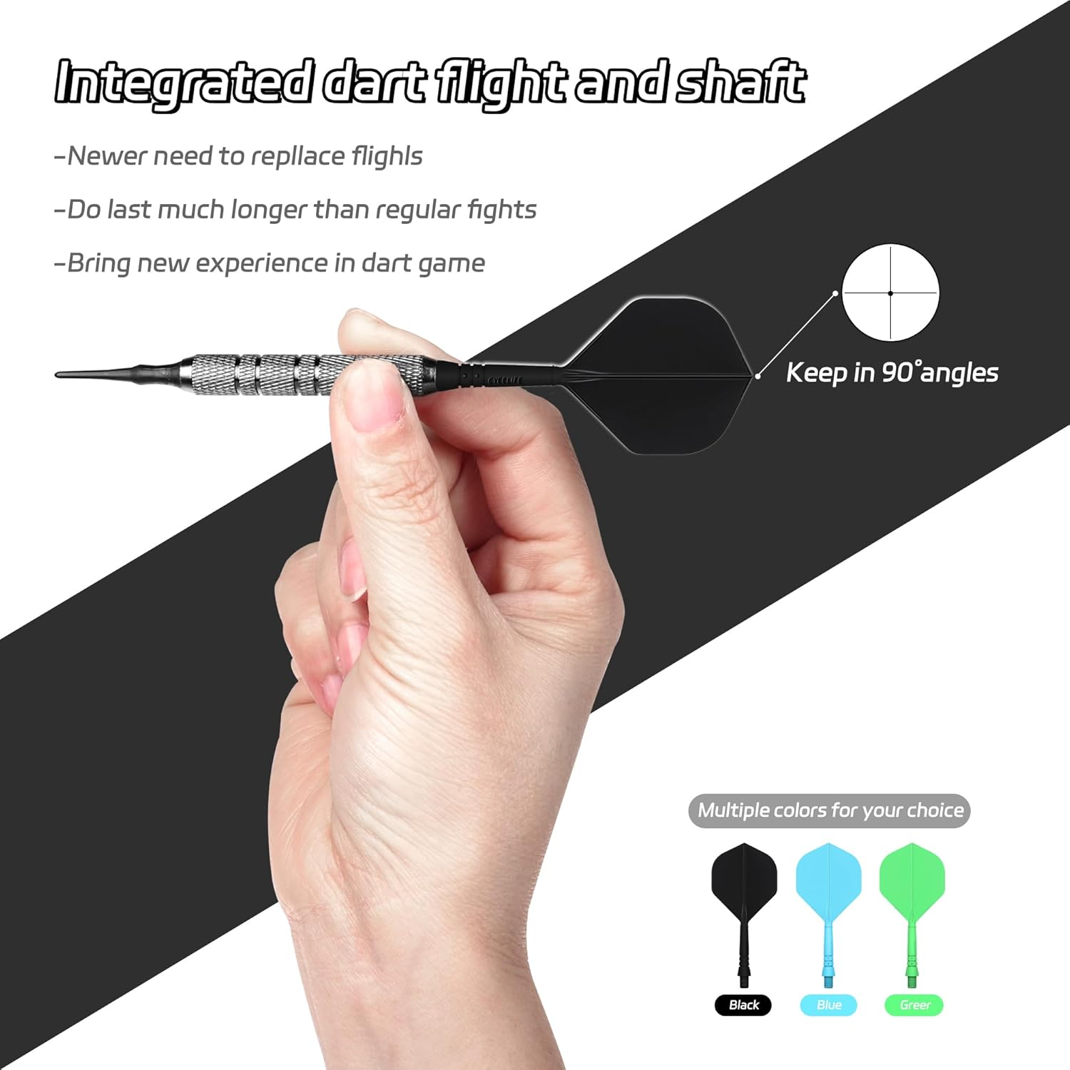 Cyeelife Integrated Dart Flight and Shaft System,Precision Moulded 2-In-1 Dart Flights and Dart Shafts, Dart Stem, Professional Dart Accessories,Pack of 9 image number 6