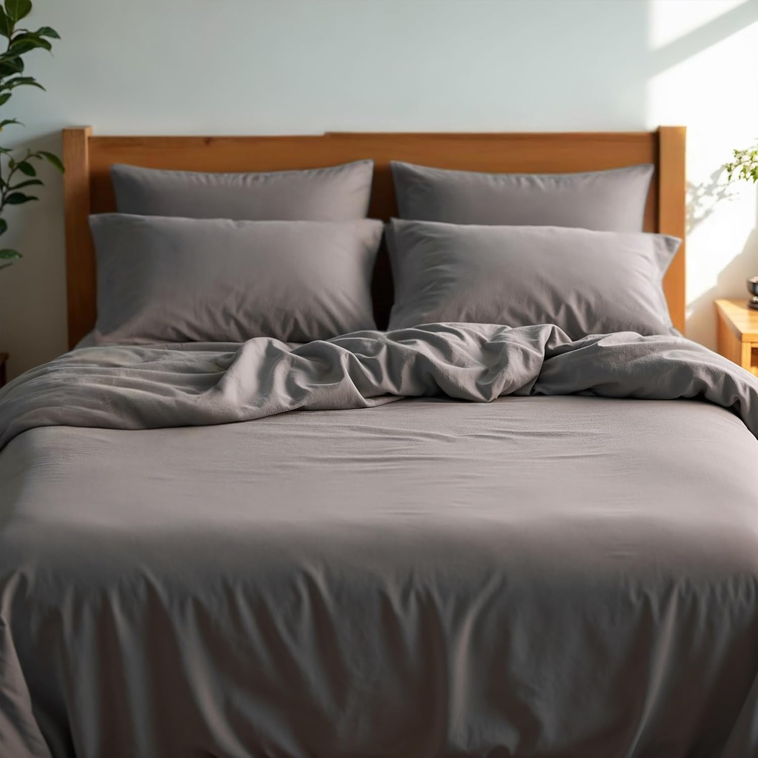 Royal Comfort Sheet Set 1200TC 100% Microfibre Soft Breathable, 1 X Flat Sheet, 1 X Fitted Sheet, 2 X Pillowcases Luxurious (4Pcs, Queen, Charcoal)