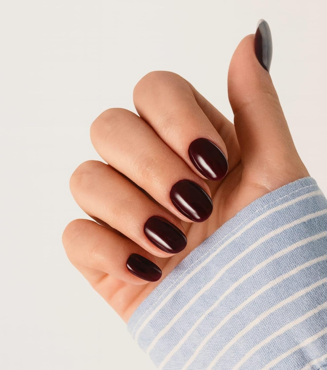 NKA Press-On Nails Kit, 30 Soft Acrylic Nails in 15 Sizes with Nail Glue, Sticky Tabs, Prep Tools & Reusable Case &ndash; Long-Lasting, Salon Look, Short Oval Plum image number 2