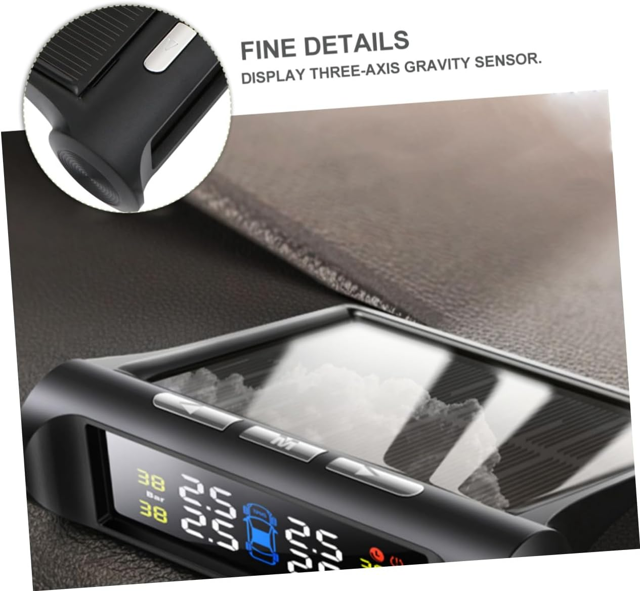 ABOOFAN Solar Energy Tire Pressure Monitor with High Definition Color Screen Real Four Wheel Pressure and Temperature Display Design for Accurate Monitoring and Instant Alerts image number 2