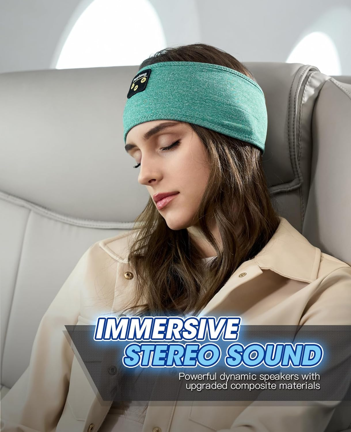 Sleep Headphones Wireless, Perytong Bluetooth Sports Headband Headphones with Ultra-Thin HD Stereo Speakers Perfect for Sleeping,Workout,Jogging,Yoga,Insomnia, Air Travel, Meditation(Green)