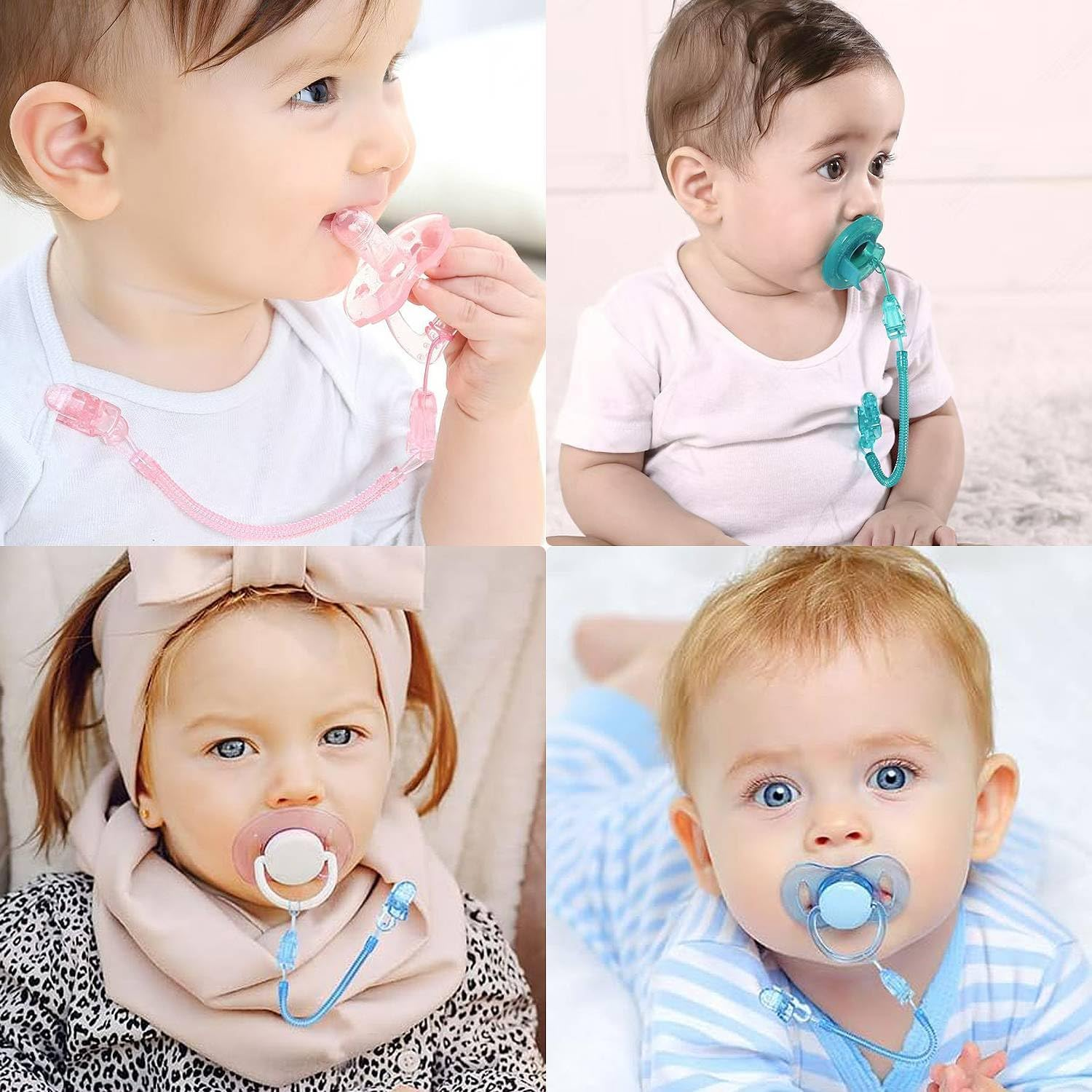 6 Pack Pacifier Clip with Adjustable Spring, Baby Toy Clips Retractable Chain Bpa-Free, Lightweight, High Chair Toys Straps Stroller Accessories Toddler Car Seat Toys Baby Travel Essential image number 3