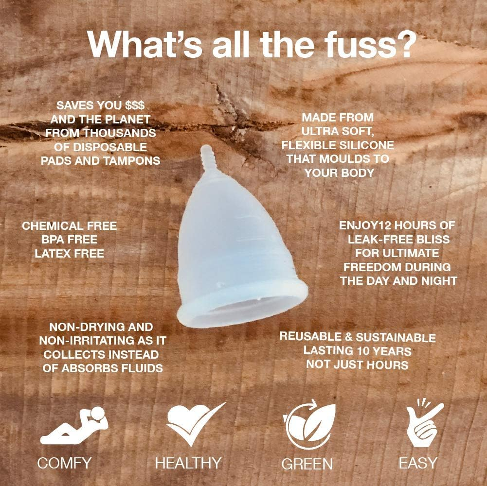 Cozio Menstrual Cup (Aussie Owned) - Soft and Flexible Moon Cup - Comfortable Fit - Wear for 12 Hours - BPA & Latex Free - Size: Large image number 2