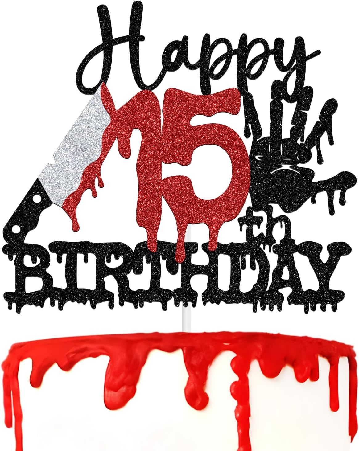 Tivurcia Happy 15Th Birthday Cake Topper, Zombie Bloody Friday Birthday, Have a Killer Birthday Cake Decor, Halloween Horror Movie Themed 15Th Birthday Party Decorations Supplies image number 1