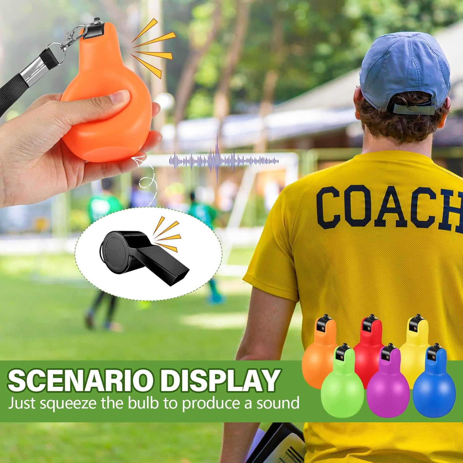 Hand Squeeze Whistles with Lanyards Multicolored Coach Whistle for Coaches Referees Handheld Sports for Indoor Outdoor Home Sports, Soft PVC - Multicolor, 6 image number 4