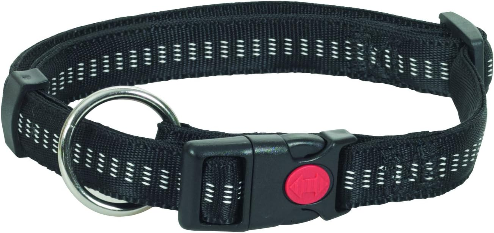 Chapuis Upholstery Adjustable Tubular Strap Padded Nylon Dog Collar Black, 35-50 Cm X 15 Mm Size S