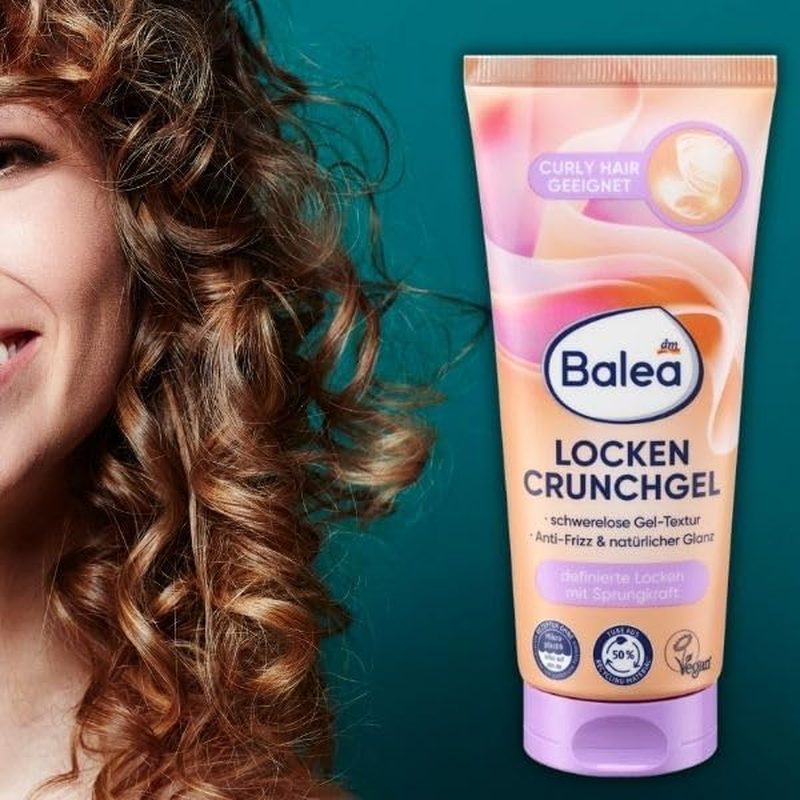 Balea Curls Crunch Gel Weightless Gel Texture, Anti-Frizz, Suitable for Curly Girl, Silicone-Free, 2 X 100 Ml image number 2