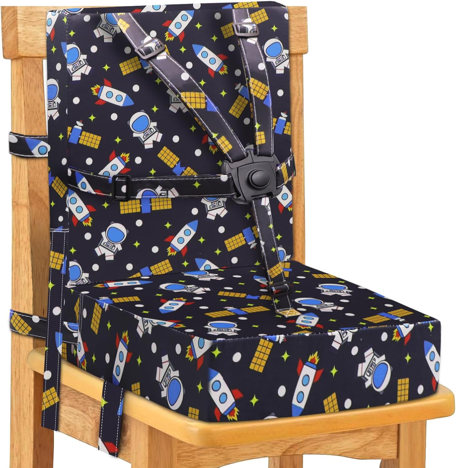 Toddler Booster Seat for Dining Table, 5 Point Buckle Child Booster Seat for Table with Backrest, PU Waterproof Easy Cleaning Dining Booster Seat Adjustable Seat Belts & Non-Slip Bottom (Grey)